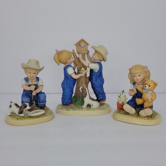 Vintage Set HOMCO Home Interiors Denim Days 1985 RETIRED - Picture 1 of 14